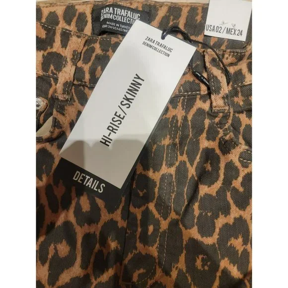 🌞NWT ZARA Leopard Print Hi-Rise Skinny Jeans Animal print-0327 / 221 / 051 - Picture 11 of 12
